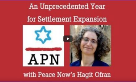 VOIR ou REVOIR (en anglais) :  An Unprecedented Year for Settlement Expansion- with Peace Now’s Hagit Ofran