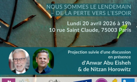 20 AVRIL 2026 à 19h à PARIS… 21e CÉRÉMONIE ISRAÉLO-PALESTINIENNE COMMUNE DU « JOUR DU SOUVENIR »